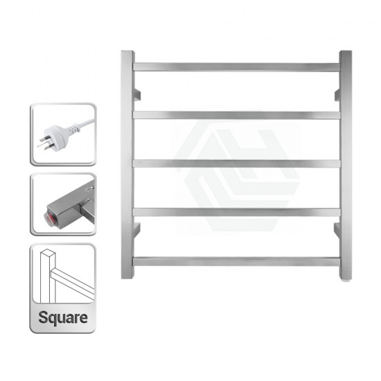 530x600x120mm Square Chrome Electric Heated Towel Rack 5 Bars